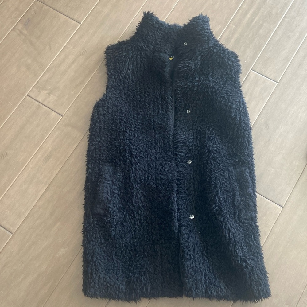 Faux shearling long vest